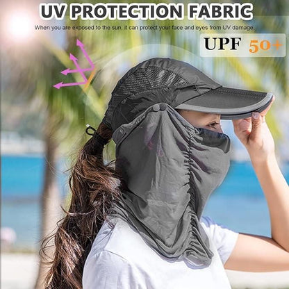 Sun Cap with Detachable Cotton Face Cover For Women