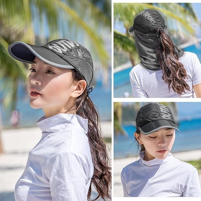 Sun Cap with Detachable Cotton Face Cover For Women